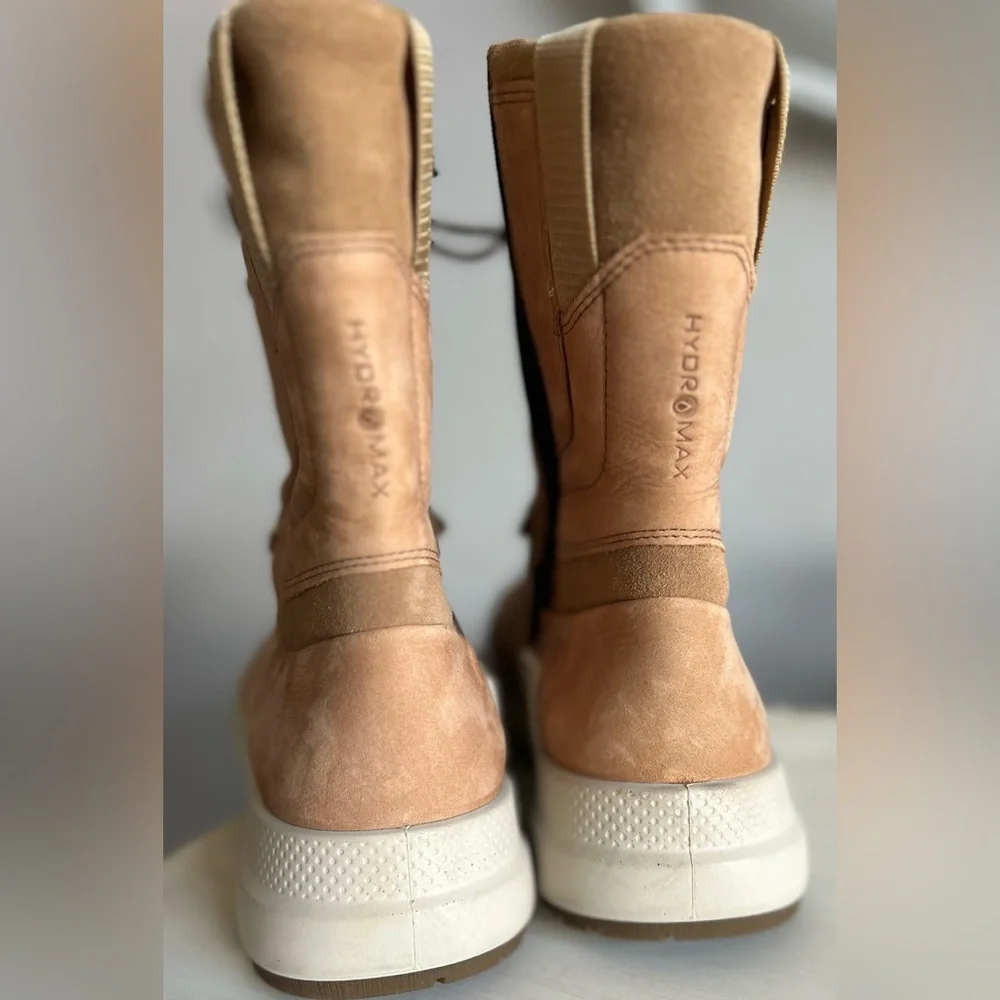 Ecco Solice High Yak leather boots, tan, women’s size 40.